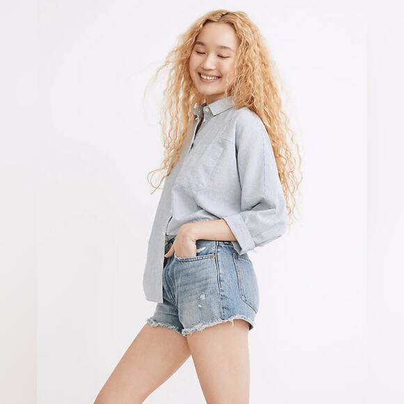 Madewell Relaxed Denim Short In Renfield Wash: Destructed Edition Casual 26 - Picture 1 of 12